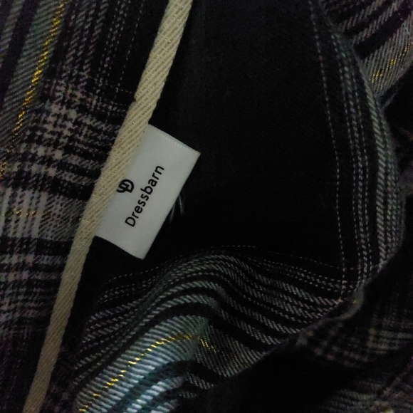 Dressbarn Plus Size 2X Dark Green Gold Plaid Long Sleeve Button Up Flannel Top - Picture 8 of 10